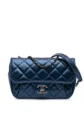 CHANEL Pre-Owned 2015-2016 Mini Quilted Calfskin Coco Pleats Chain Flap crossbody bag - Blue