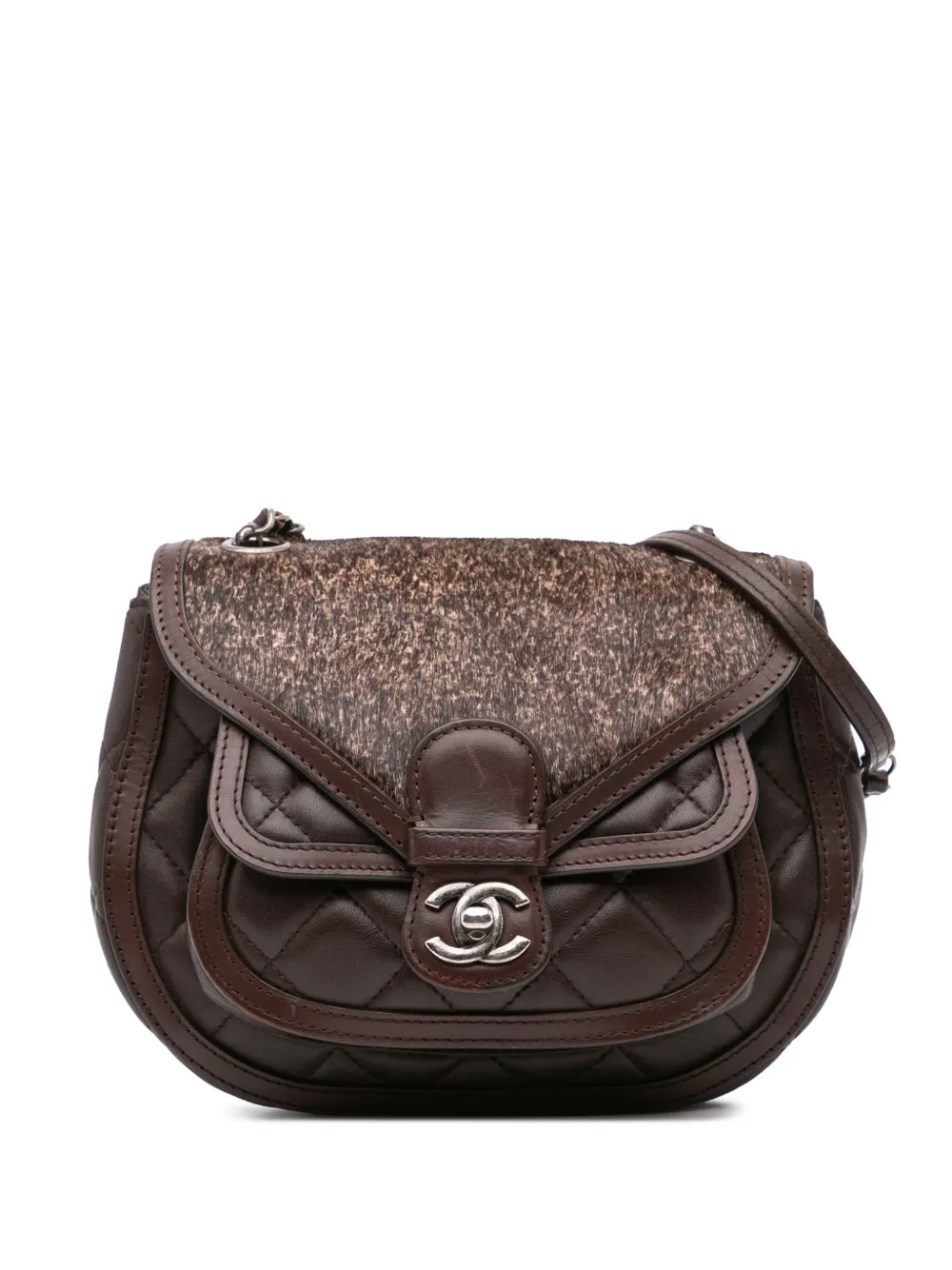 CHANEL Pre-Owned 2015-2016 パリ ザルツブルク マトラッセ ラムスキン&ポニーヘア サドル ショルダーバッグ - CHANEL Pre-Owned 2015-2016 パリ ザルツブルク マトラッセ ラムスキン&ポニーヘア サドル ショルダーバッグ -