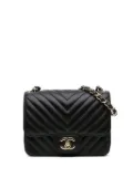 CHANEL Pre-Owned 2017-2018 Mini Square Classic Chevron Lambskin Single Flap crossbody bag - Black