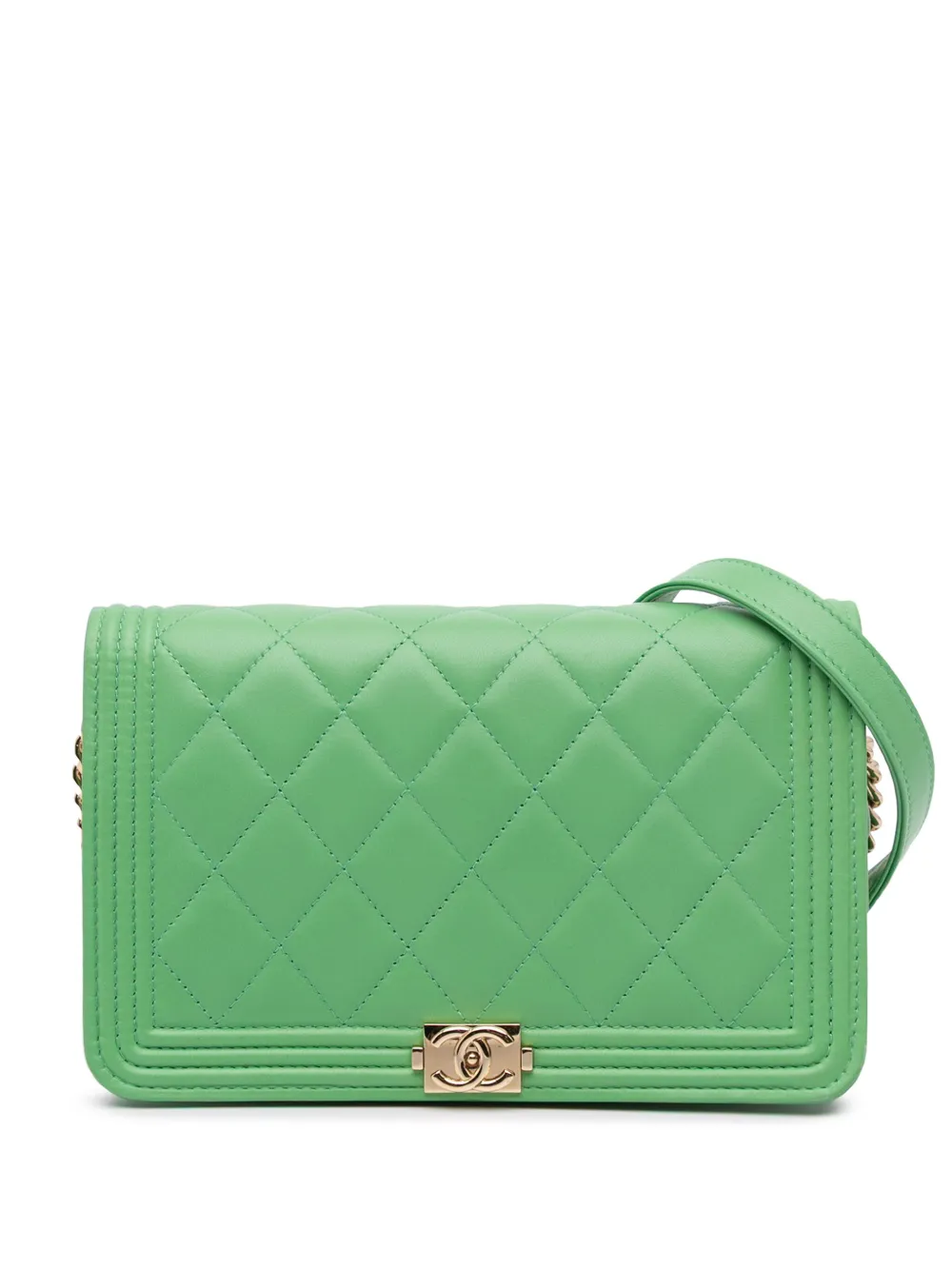 CHANEL Pre-Owned 2019 ラムスキン ボーイ ウォレットオンチェーン ショルダーバッグ - グリーン CHANEL Pre-Owned 2019 ラムスキン ボーイ ウォレットオンチェーン ショルダーバッグ - グリーン