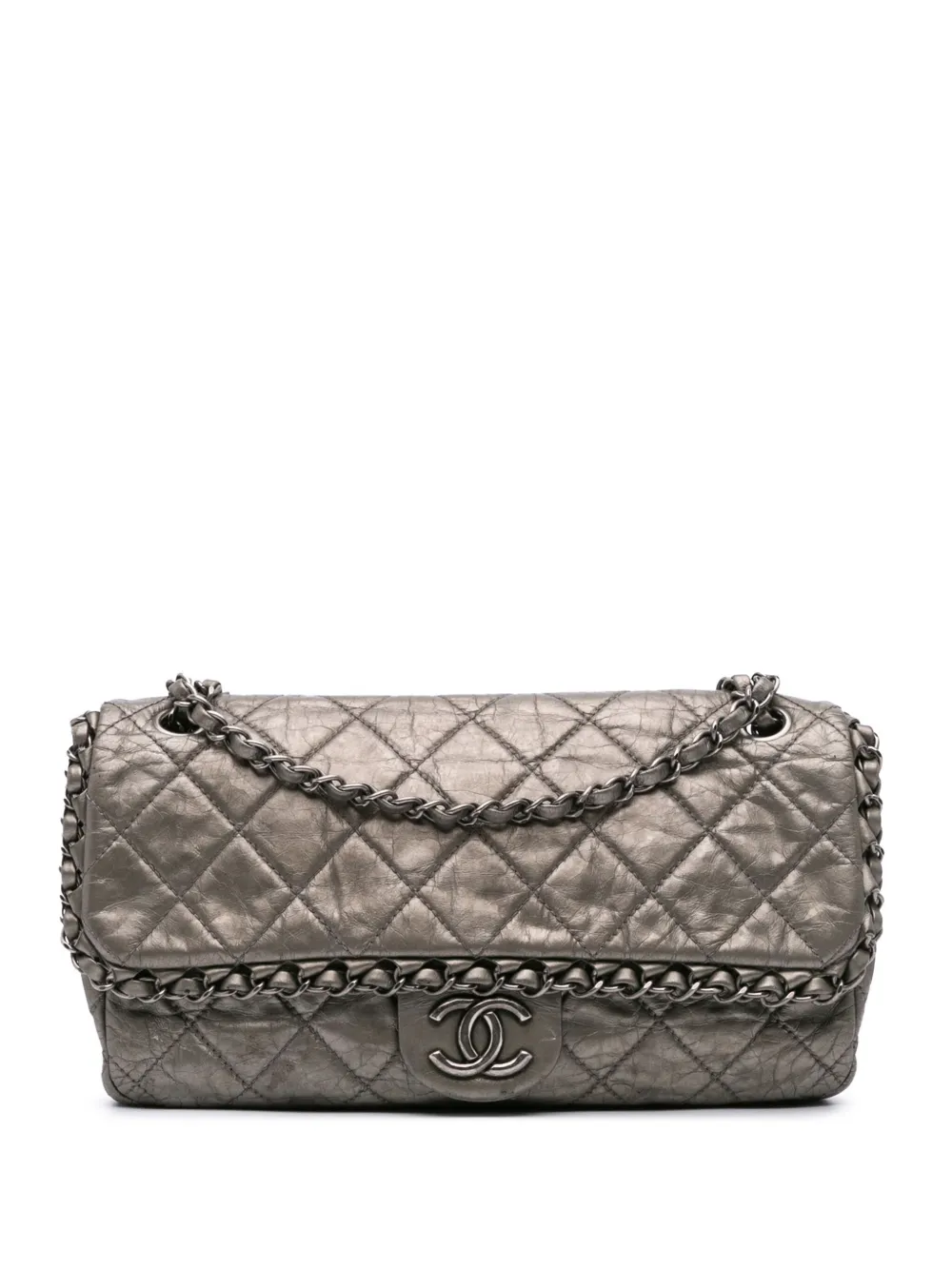 CHANEL Pre-Owned 2012 Medium Aged Calfskin Chain Me Flap shoulder bag | Silver | Image 1