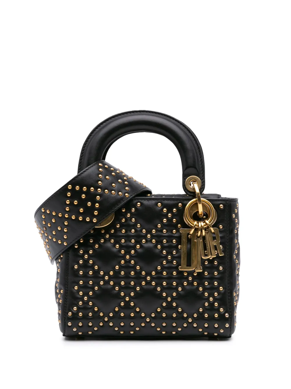 2017 Mini Lambskin Cannage Studded Supple Lady Dior satchel