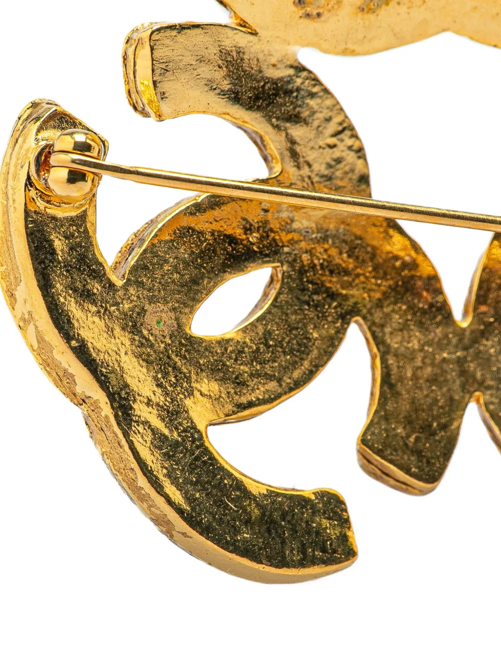 Pre-owned Chanel 1994 Gold Plated Triple Cc Brooch Costume Brooch