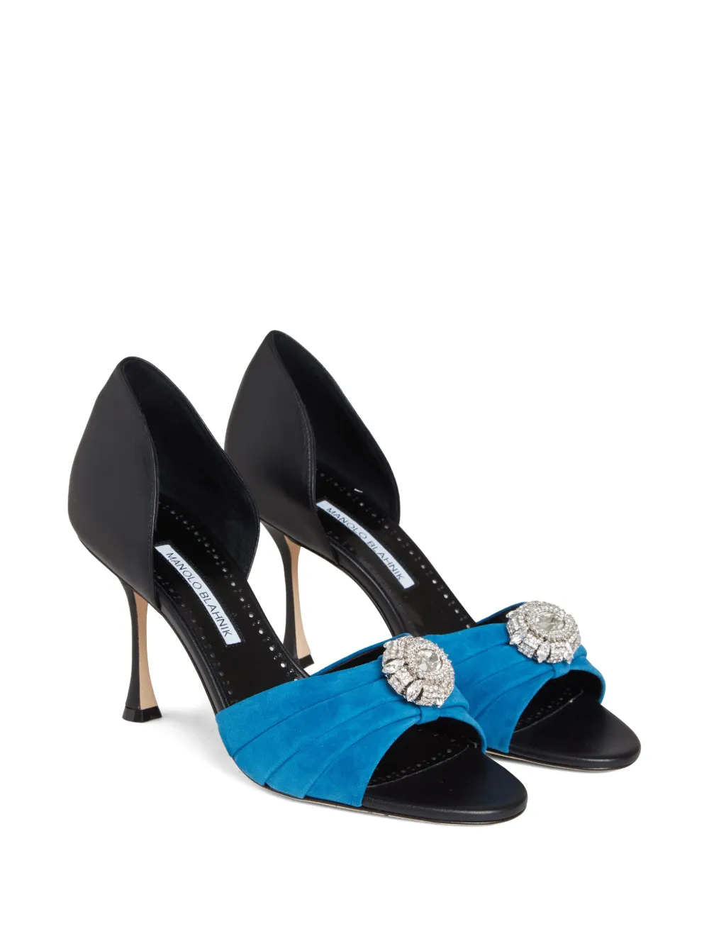 Manolo Blahnik 90mm Ansak ruched-detail sandals - Blauw