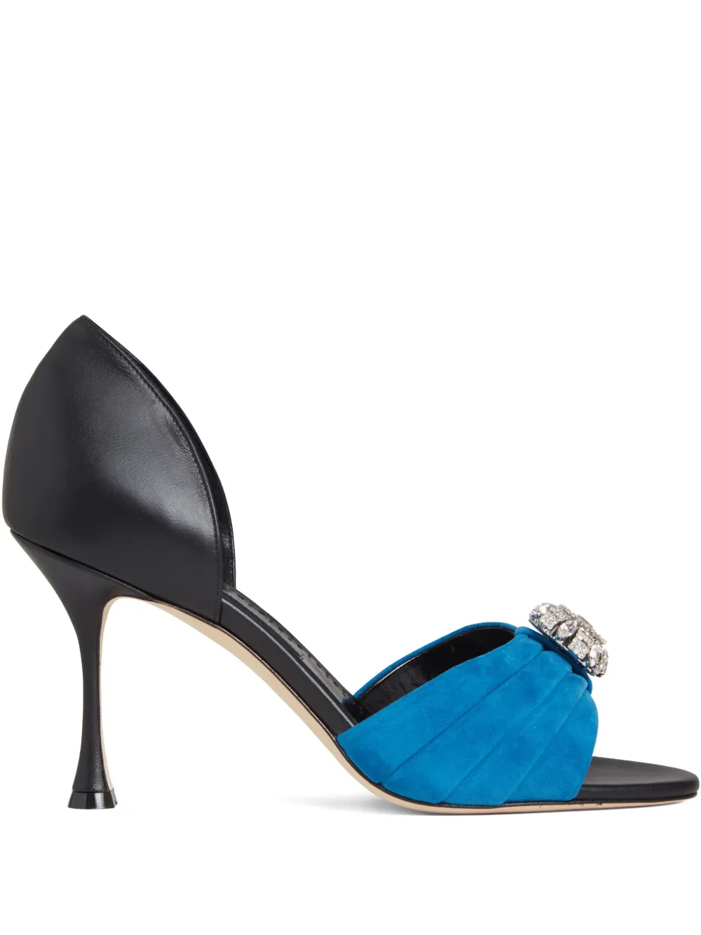 Manolo Blahnik 90mm Ansak ruched-detail sandals Blue
