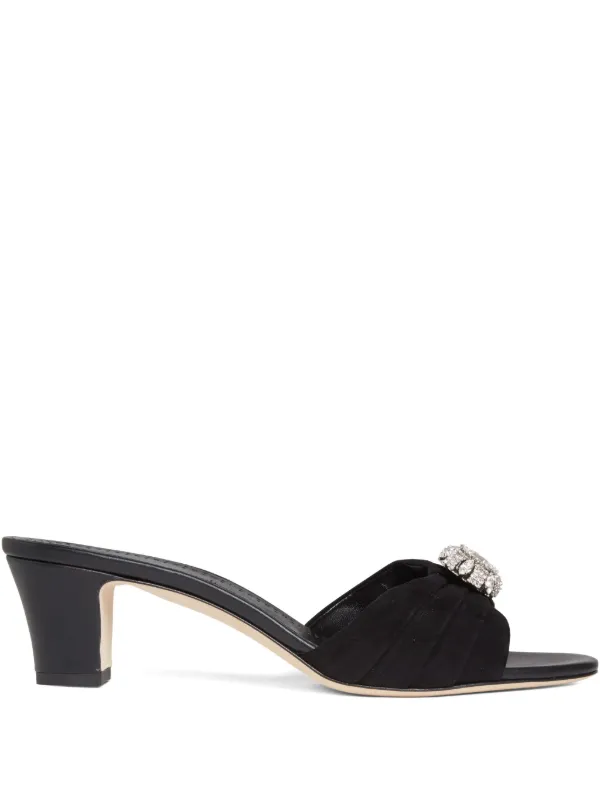 Manolo Blahnik Ansaklo Pleated-detail Sandals in Black