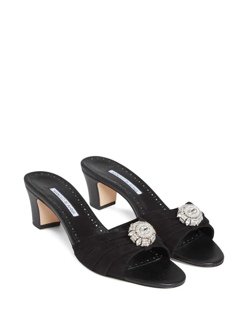 Manolo Blahnik 50mm Ansaklo pleated-detail mules - Zwart
