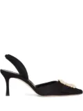 Manolo Blahnik 70mm Gibsli pearl-embellished slingback pumps - Black
