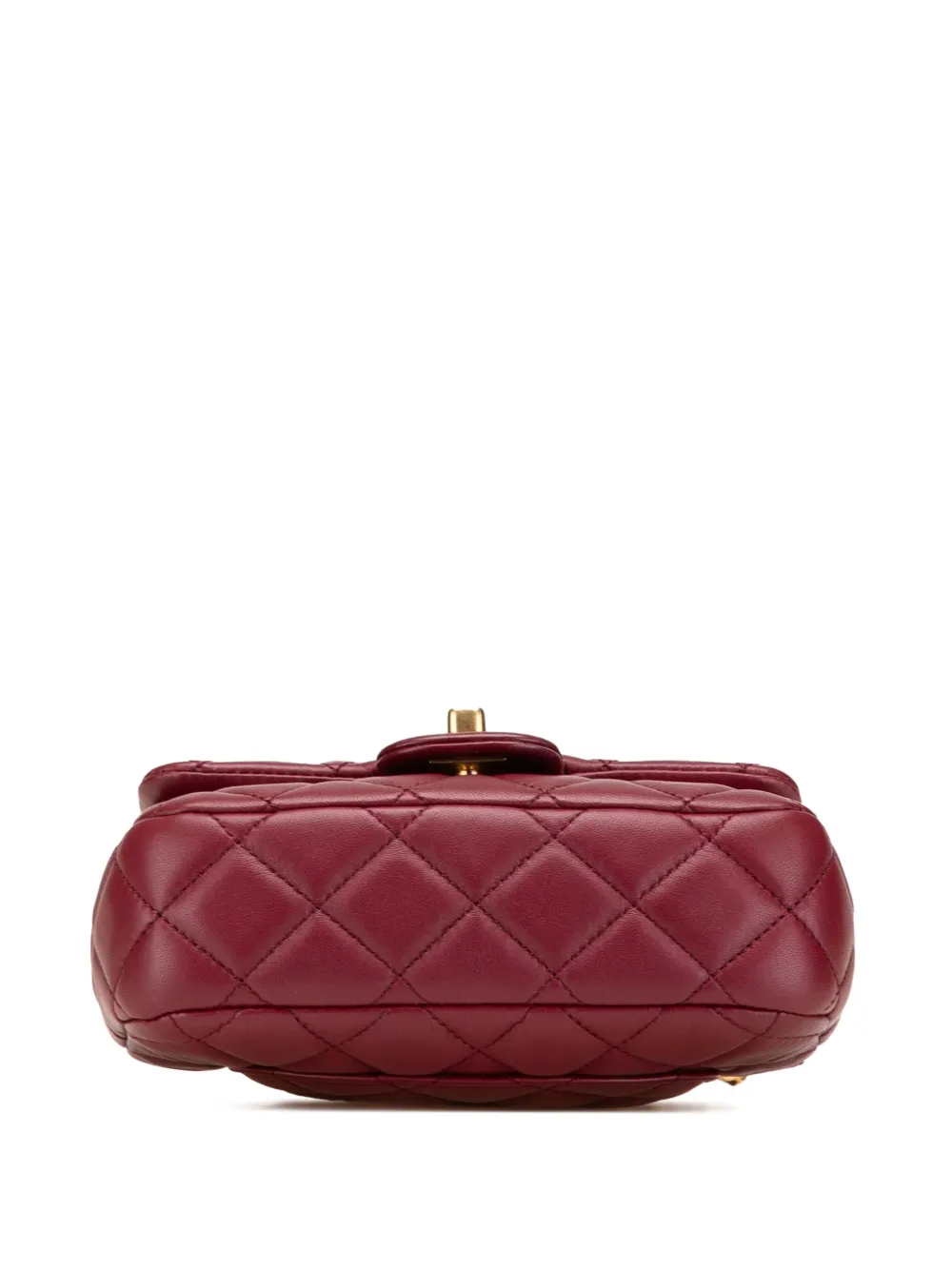 Pre-owned Chanel 2021-2024 Mini Square Lambskin Coco Heart Chain Flap Crossbody Bag In Red