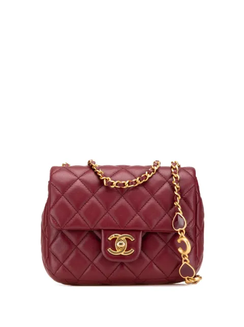 CHANEL Pre-Owned 2021-2024 Mini Square Lambskin Coco Heart Chain Flap crossbody bag