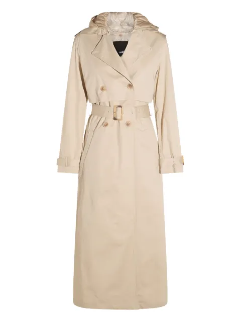 Add hooded belted trench coat