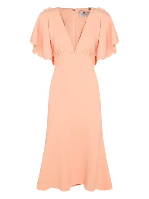 Elisabetta Franchi scalloped-sleeve midi dress