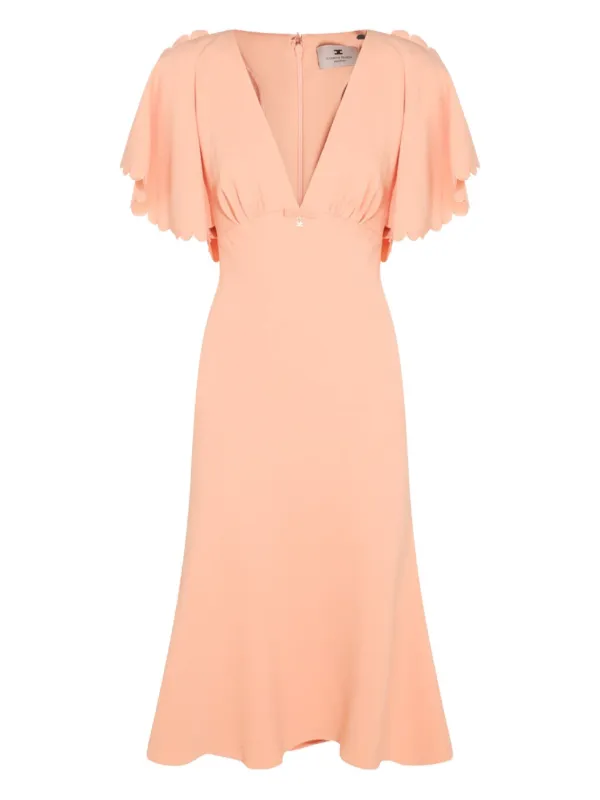 Elisabetta Franchi スカラップスリーブ ドレス | オレンジ