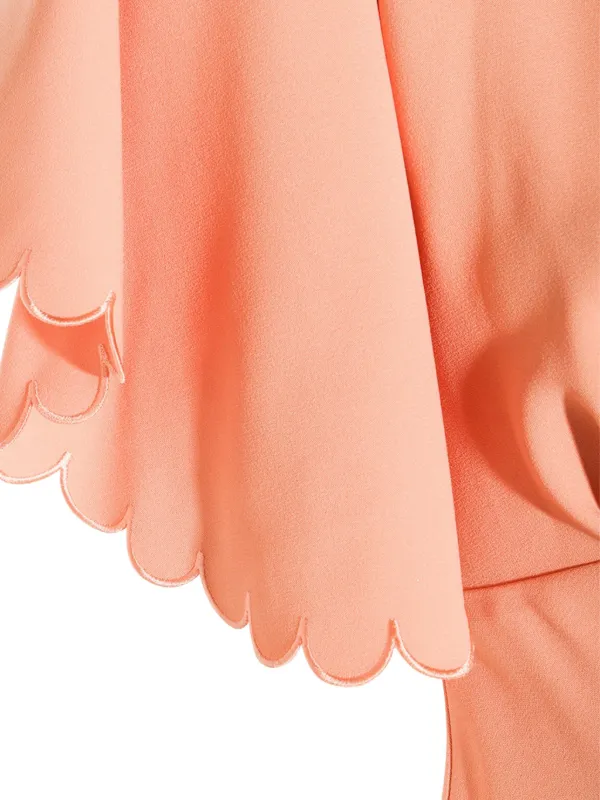 Elisabetta Franchi スカラップスリーブ ドレス | オレンジ