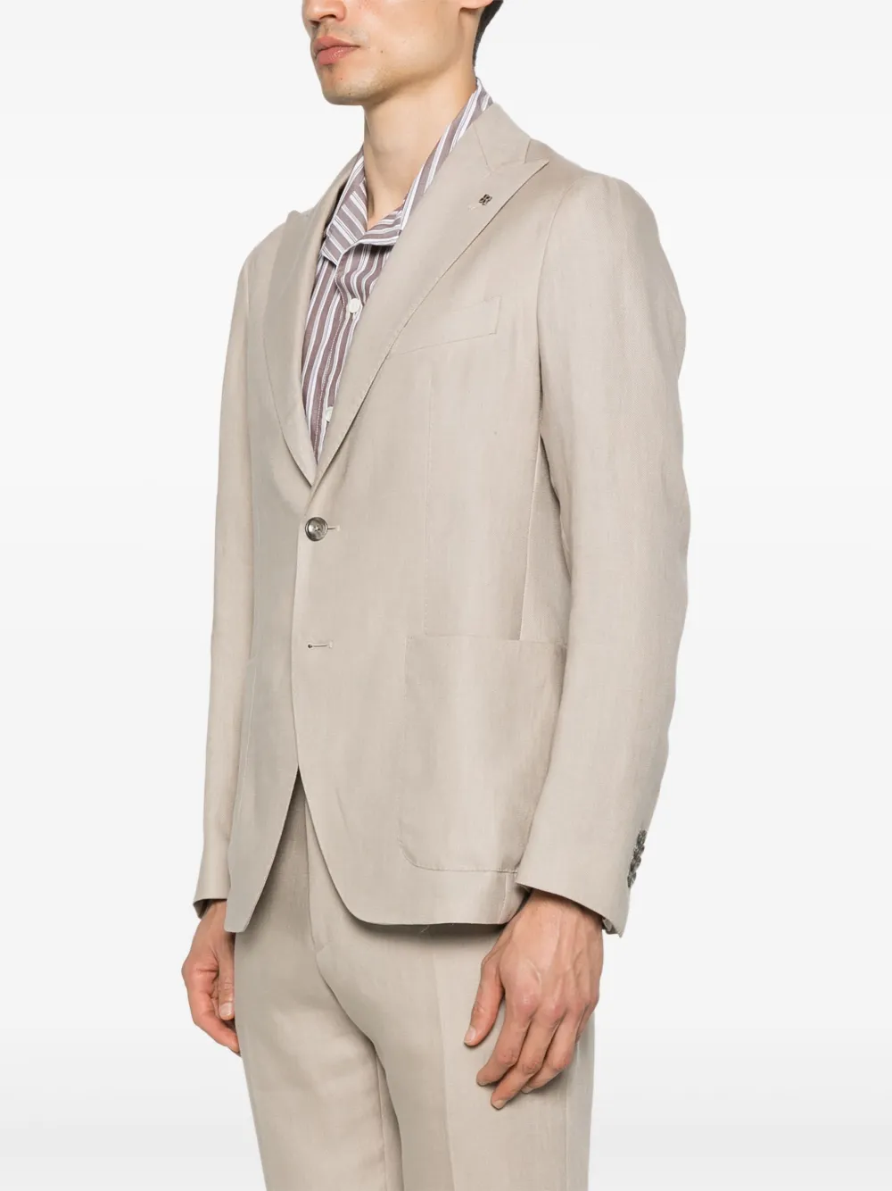 Shop Tagliatore Linen Blazer In Neutrals