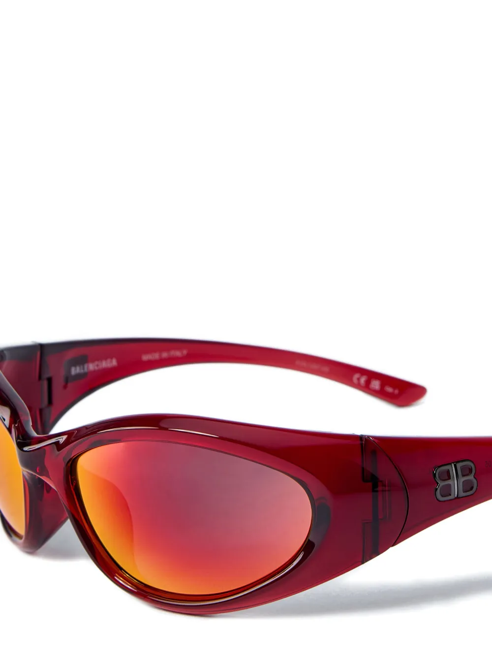 Balenciaga Eyewear Zonnebril met rond montuur Rood