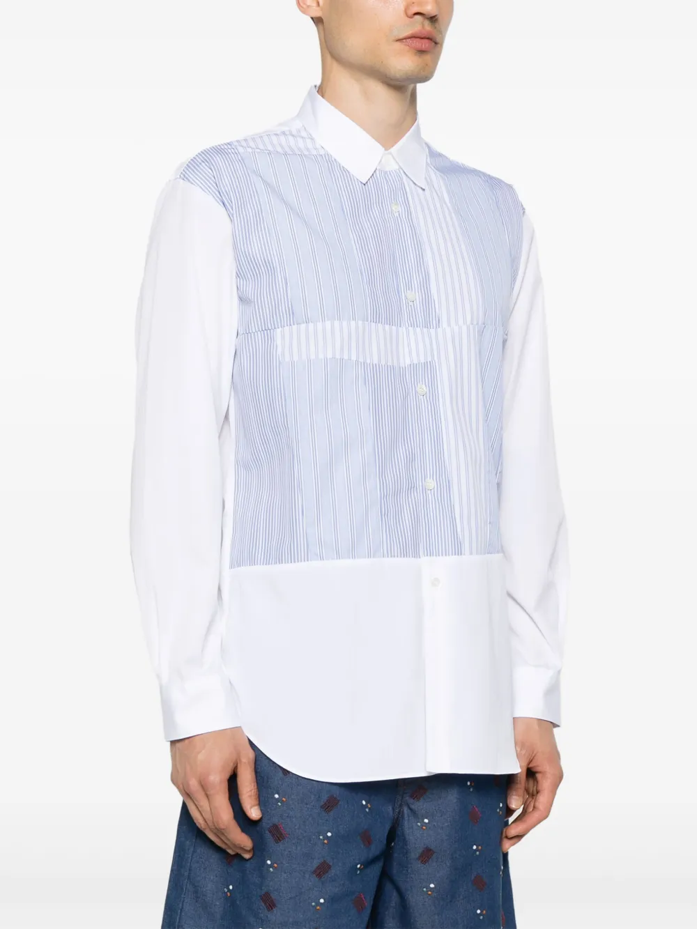 Comme Des Garçons Shirt Overhemd met gestreept detail Wit