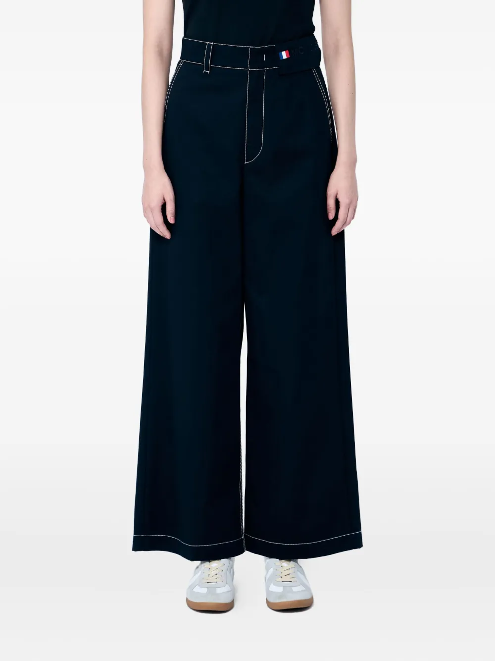 Palm Angels x Moncler contrast-topstitching trousers Zwart