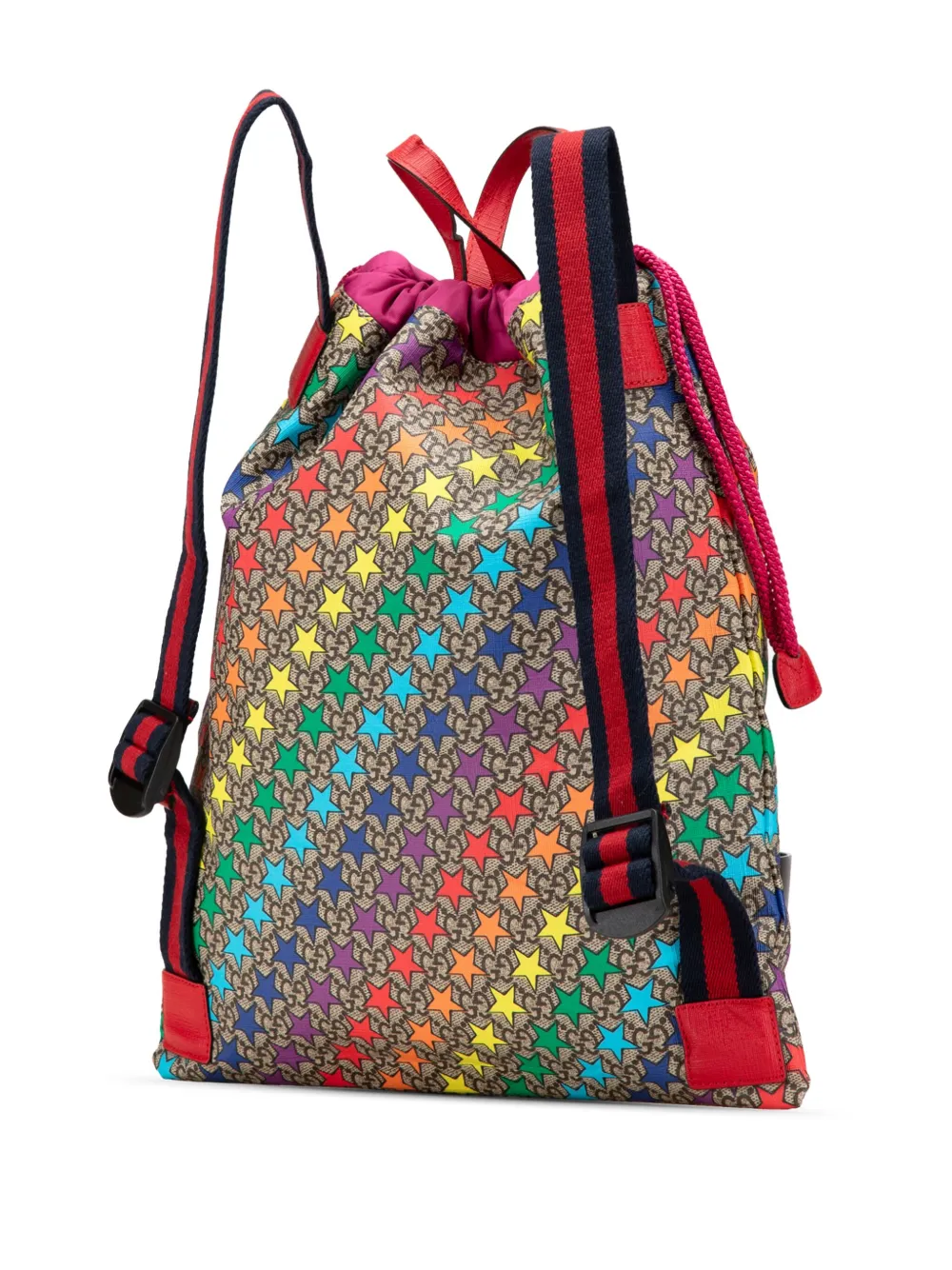 Pre-owned Gucci 2016-2024 Gg Supreme Web Star Print Children's Backpack In Brown