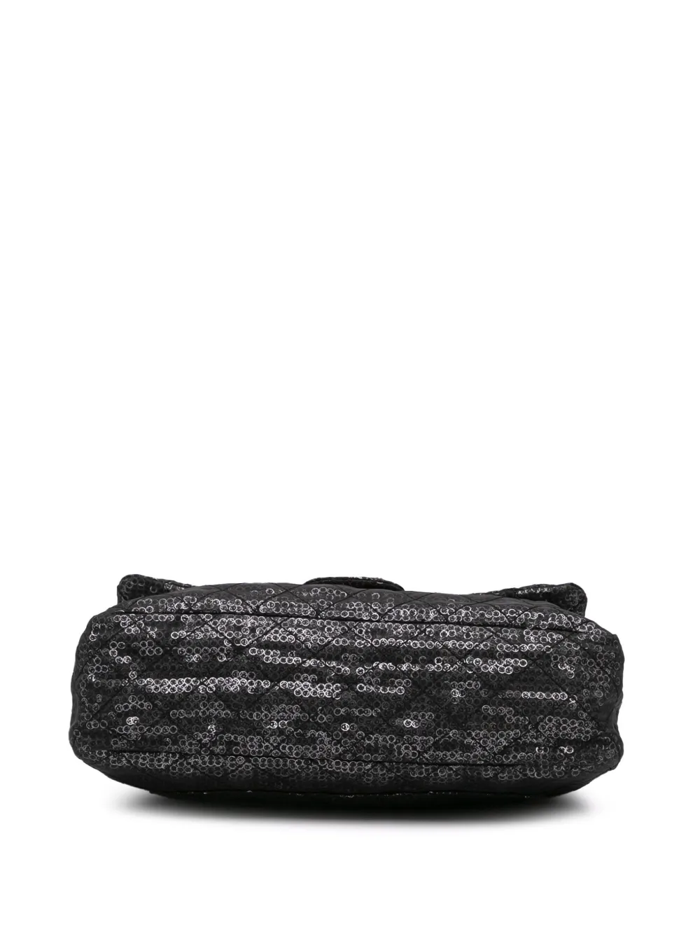 Pre-owned Chanel 2008-2009 Maxi Hidden Sequins Mesh Flap Shoulder Bag In Black