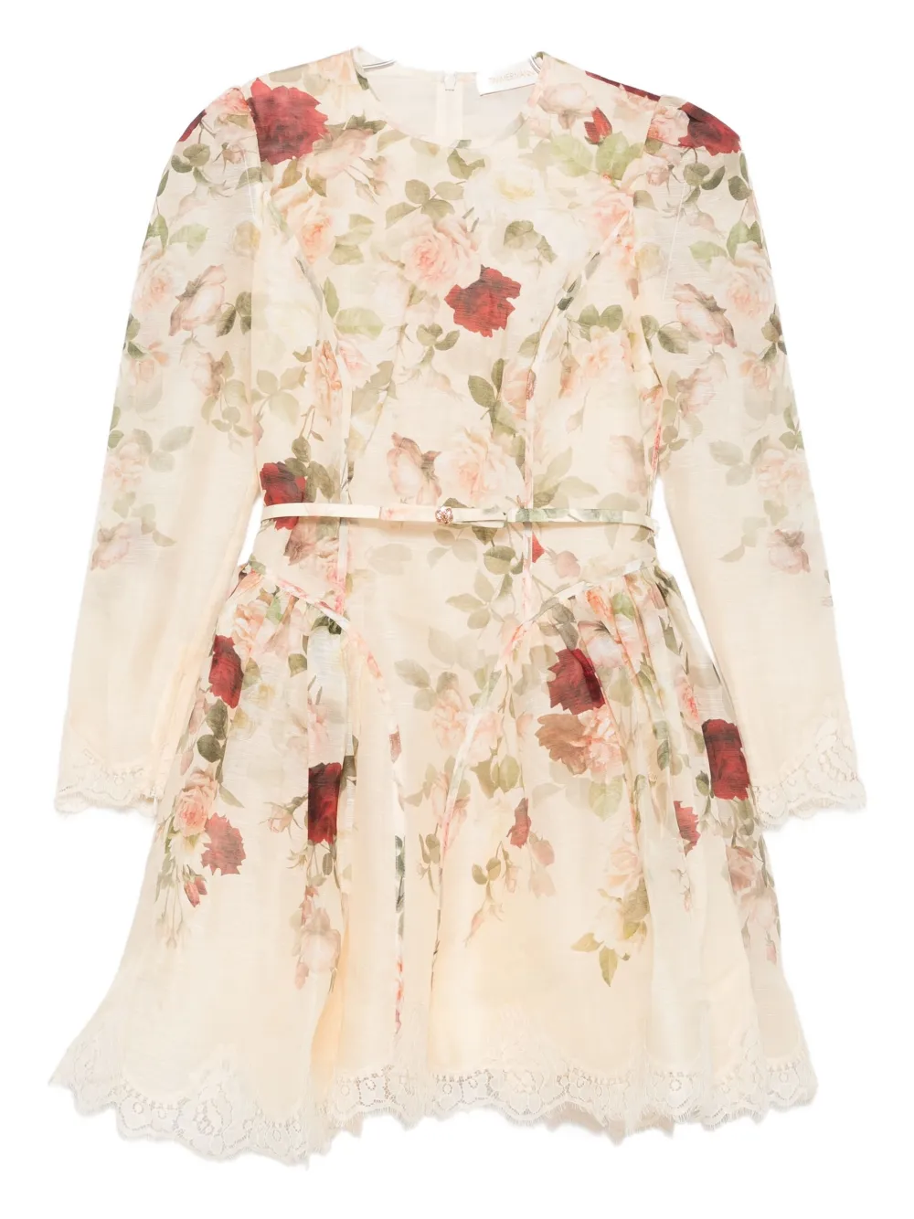 Zimmermann Womens Cream Cascade Hypnotic Lace Linen And Silk Mini Dress In Multi
