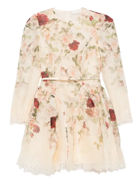 ZIMMERMANN Story floral lace-trimmed mini dress