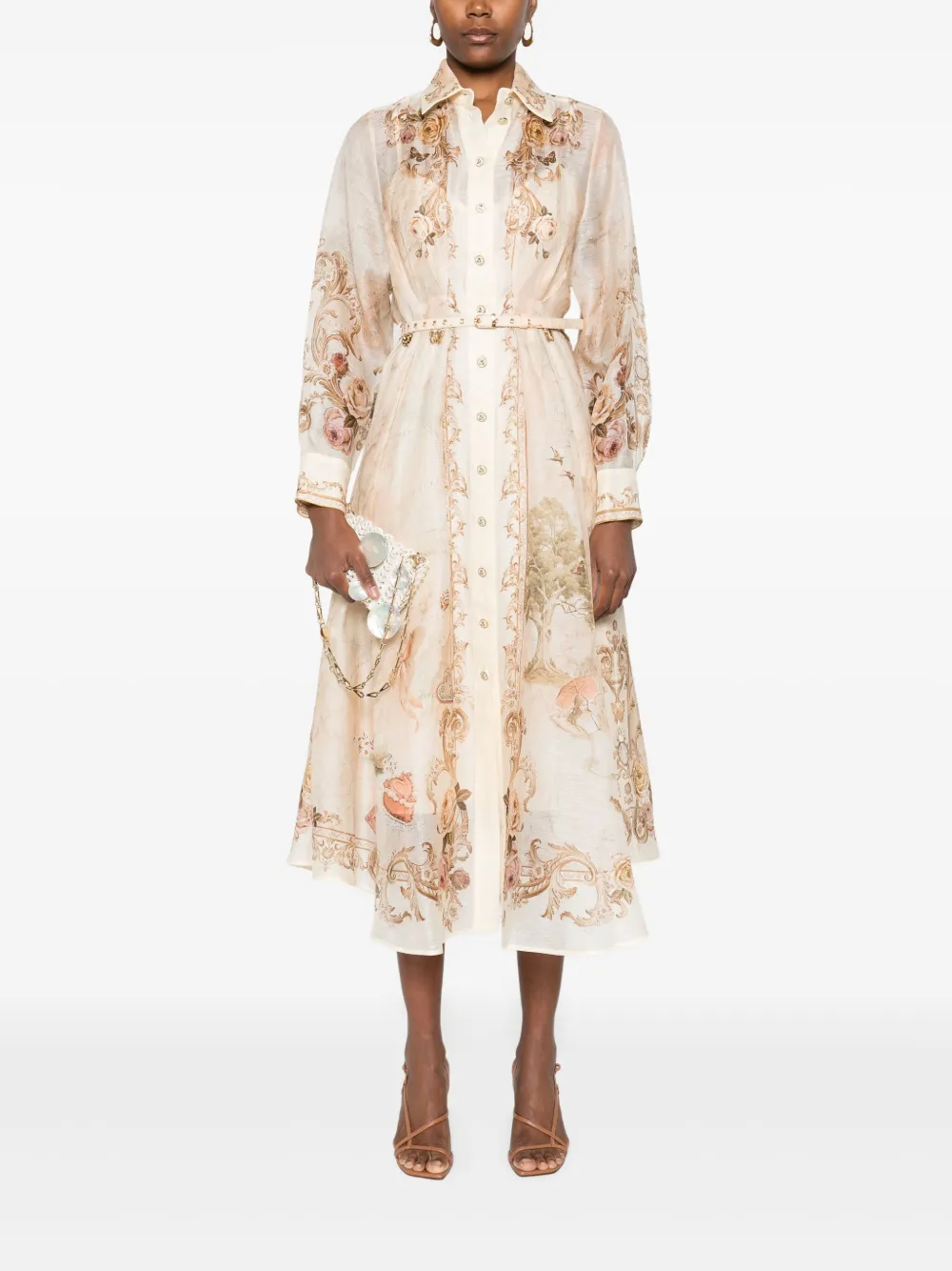 ZIMMERMANN Midi-jurk met bloemenprint - Beige