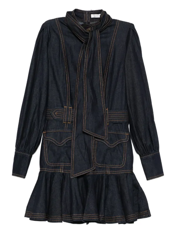 riu Tulle docking denim dress ブラック Tulle raffle docking knit dress – Riu