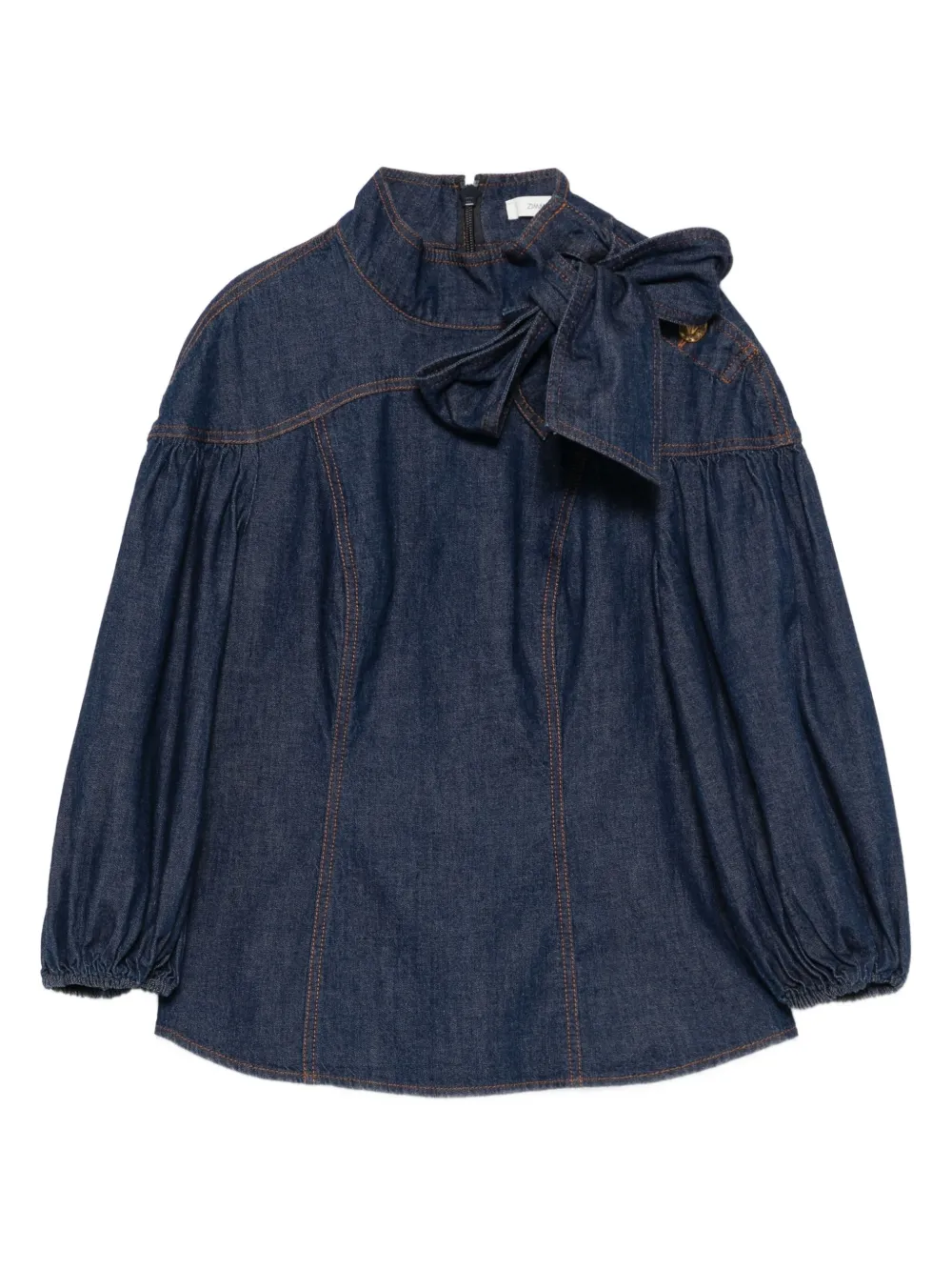 ZIMMERMANN bow-detailed puff-sleeve blouse | Blue | Image 1