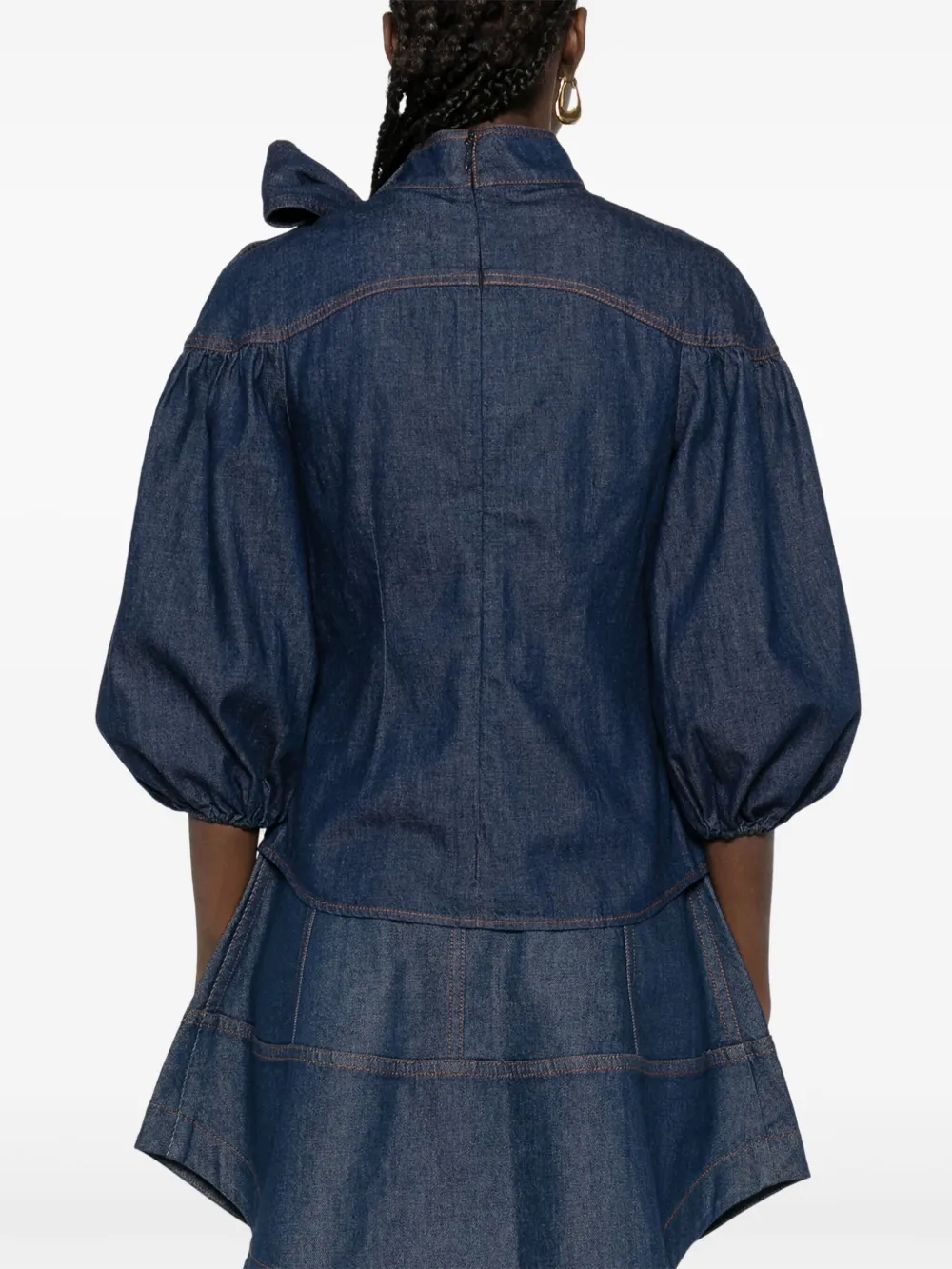 ZIMMERMANN Blouse met pofmouwen en strikdetails Blauw