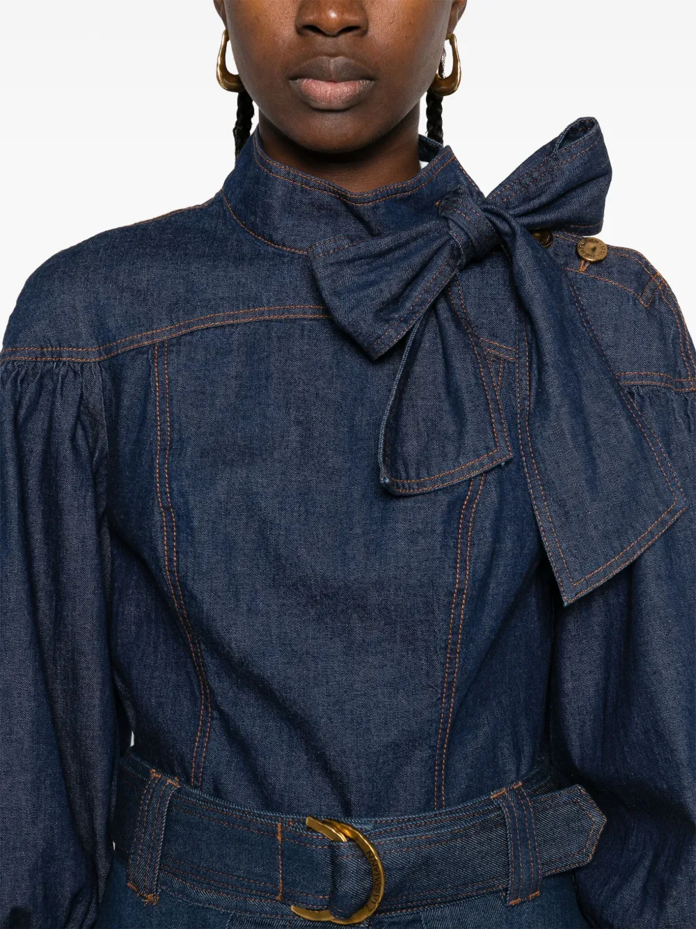 ZIMMERMANN Blouse met pofmouwen en strikdetails Blauw