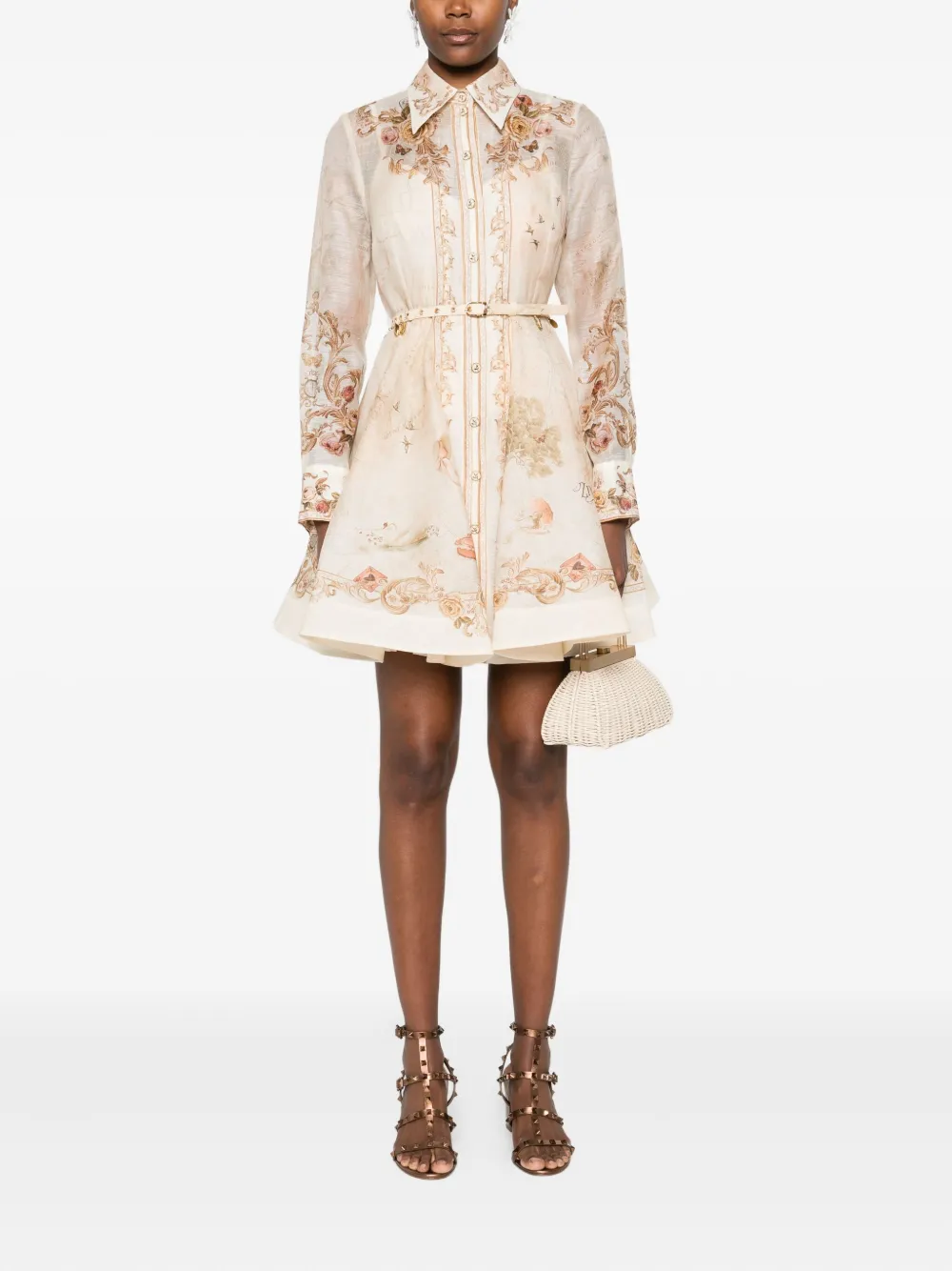 ZIMMERMANN floral-print belted mini dress - Beige