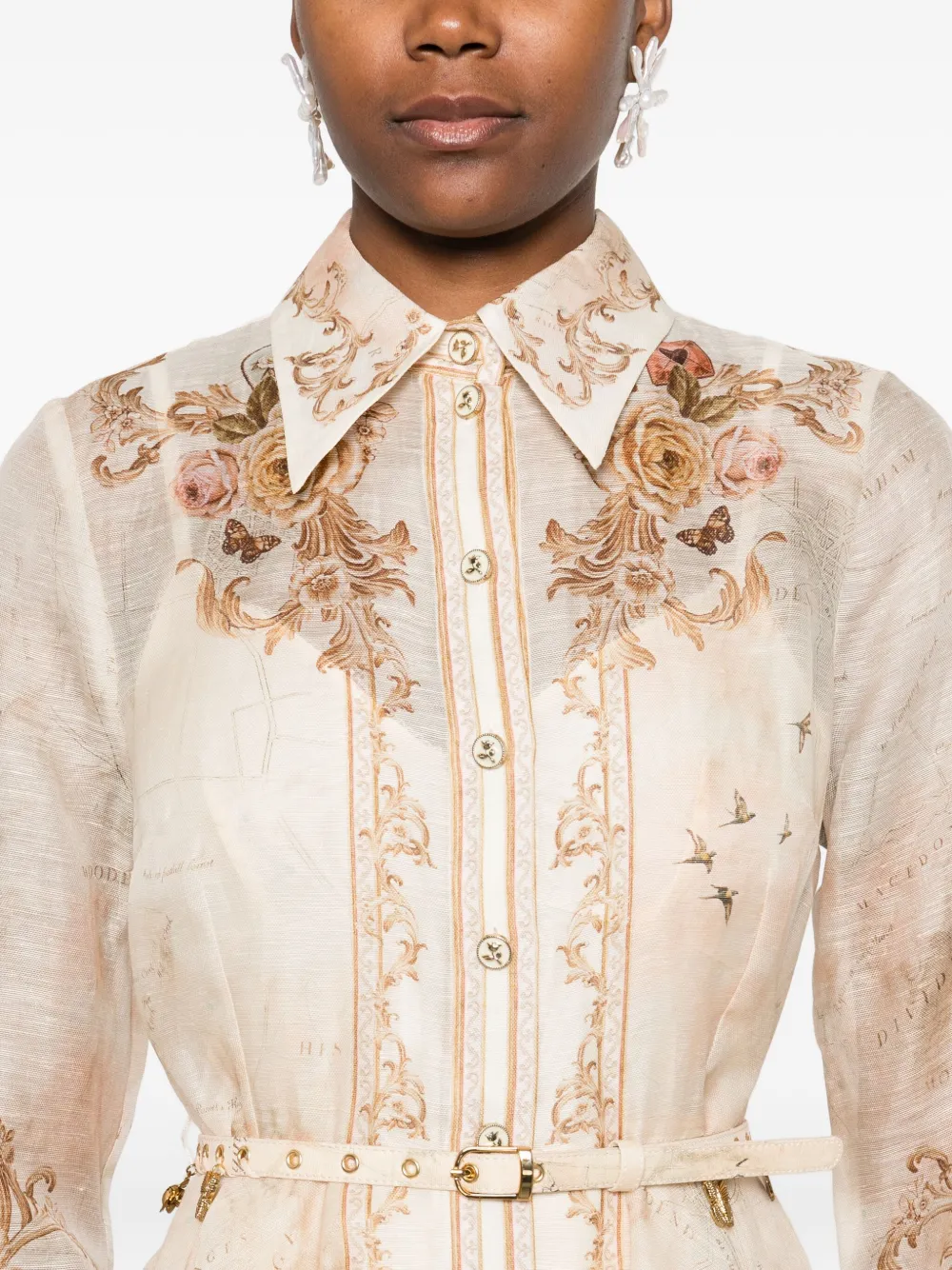 ZIMMERMANN floral-print Belted Mini Dress | Neutrals | FARFETCH