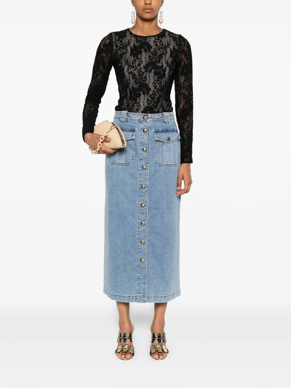 ZIMMERMANN floral-lace bodysuit - Zwart