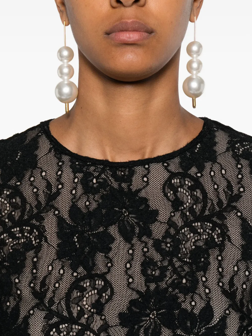 Zimmermann Fitted Black Lace Bodysuit With Floral Design And Inset Jelly Ribbon In Black