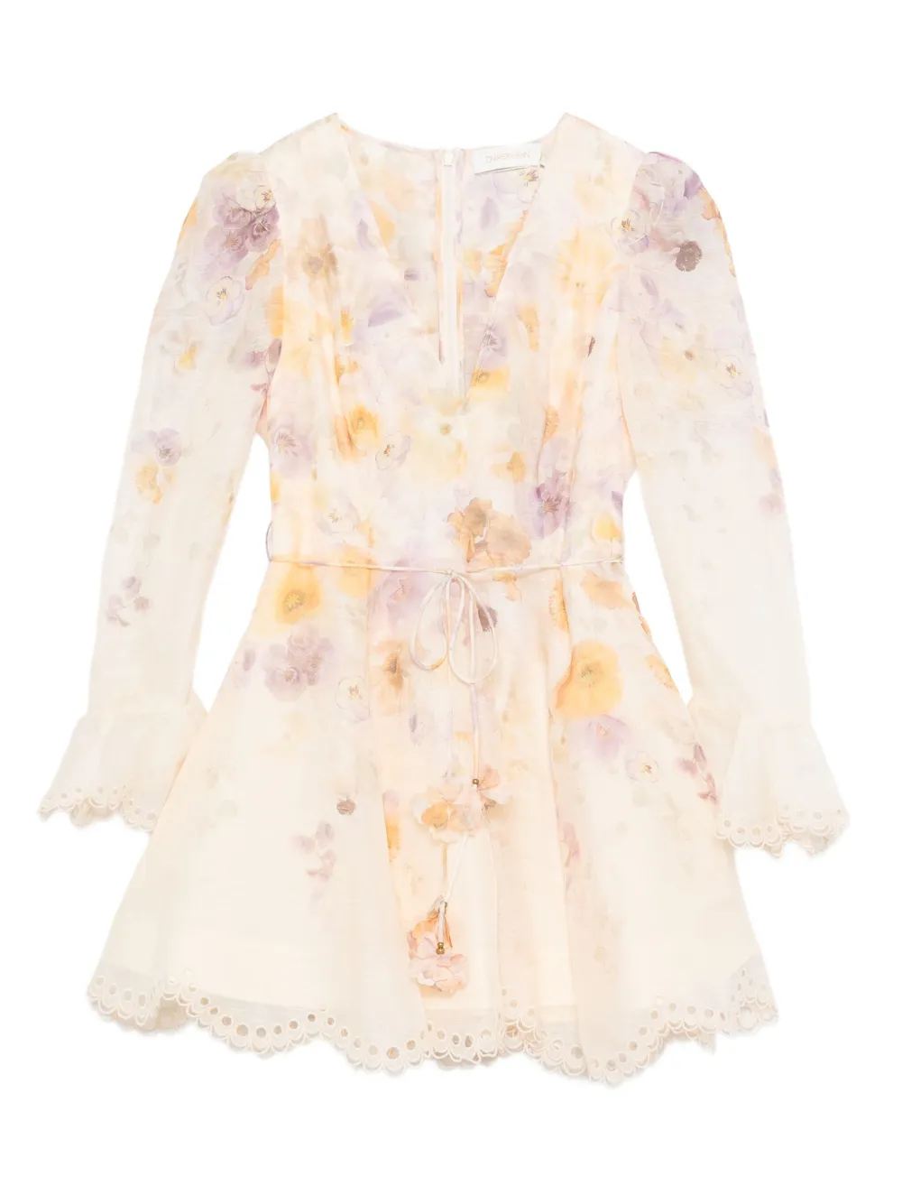 ZIMMERMANN embroidered lace-trimmed mini dress | Neutrals | Image 1