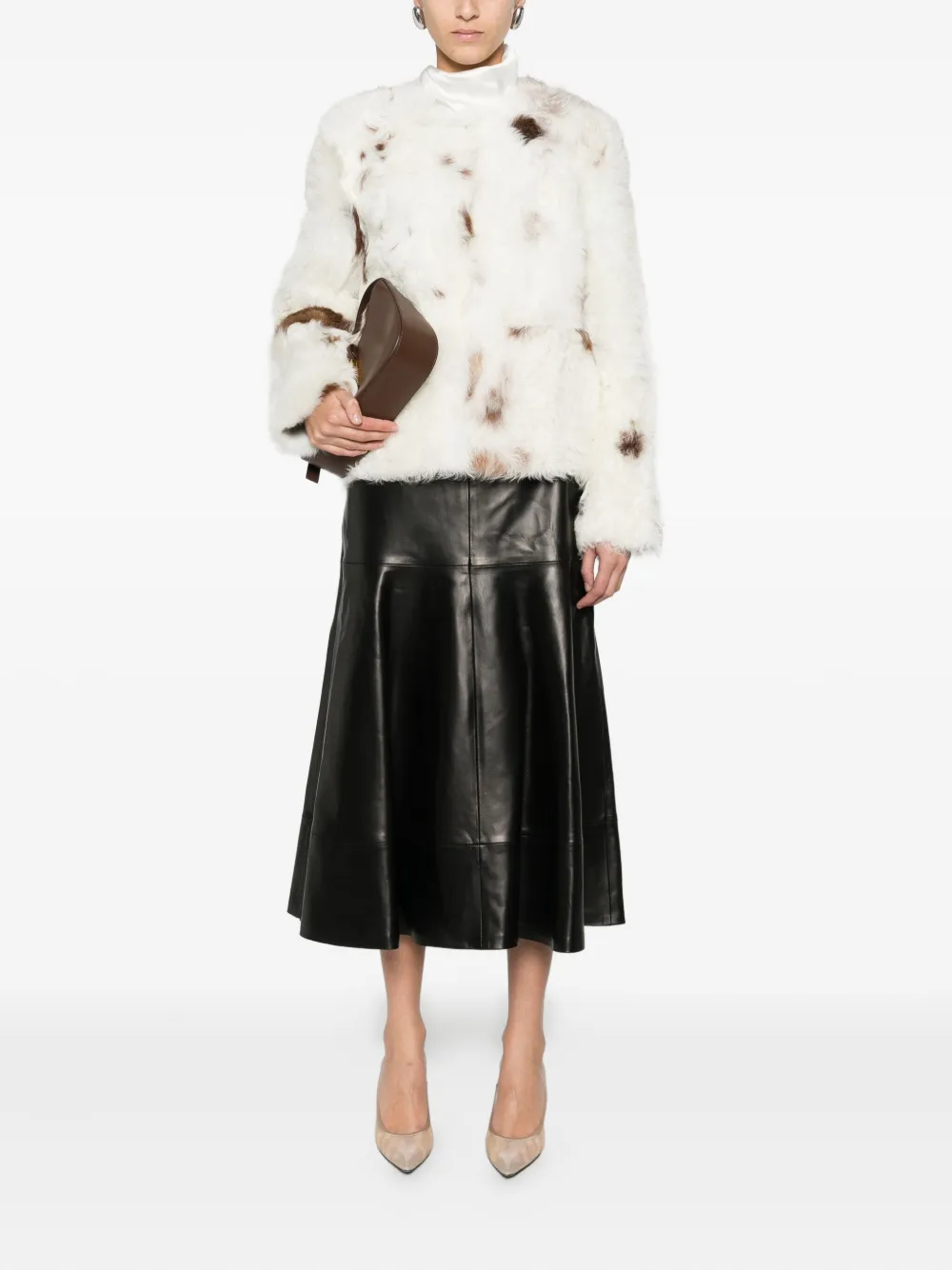 Zimmermann Hypnotic Spot Shearling Jacket In White