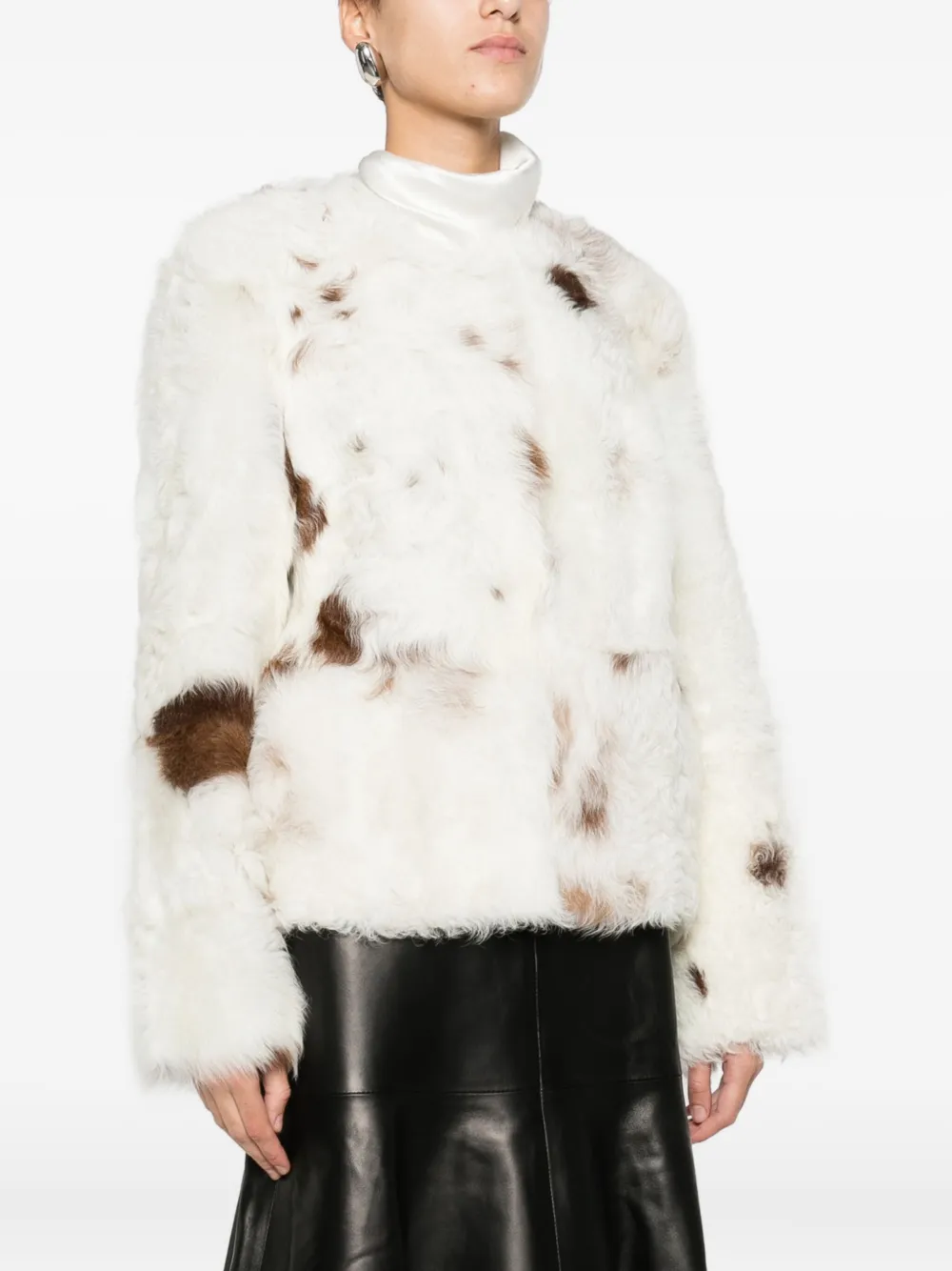 Zimmermann Hypnotic Spot Shearling Jacket In White