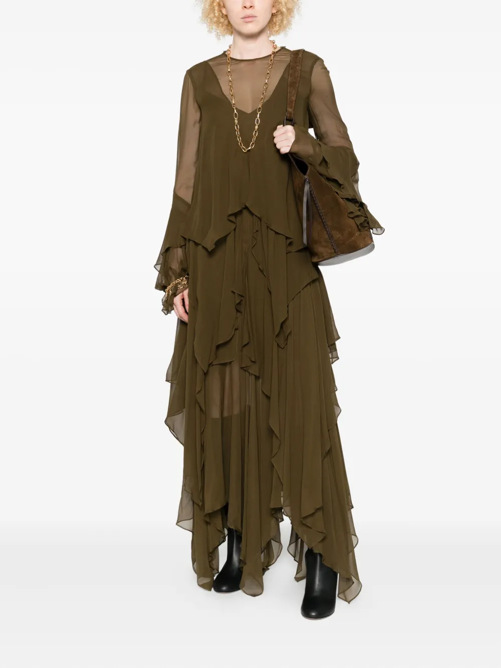 ZIMMERMANN Maxi-jurk met ruches - Groen