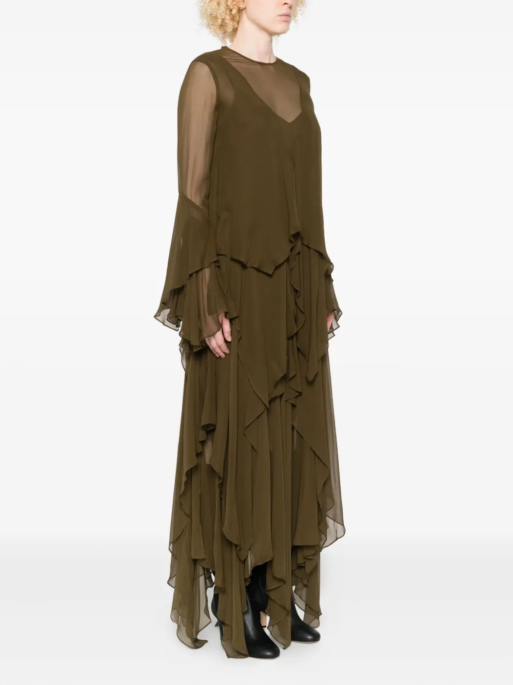 ZIMMERMANN Maxi-jurk met ruches Groen