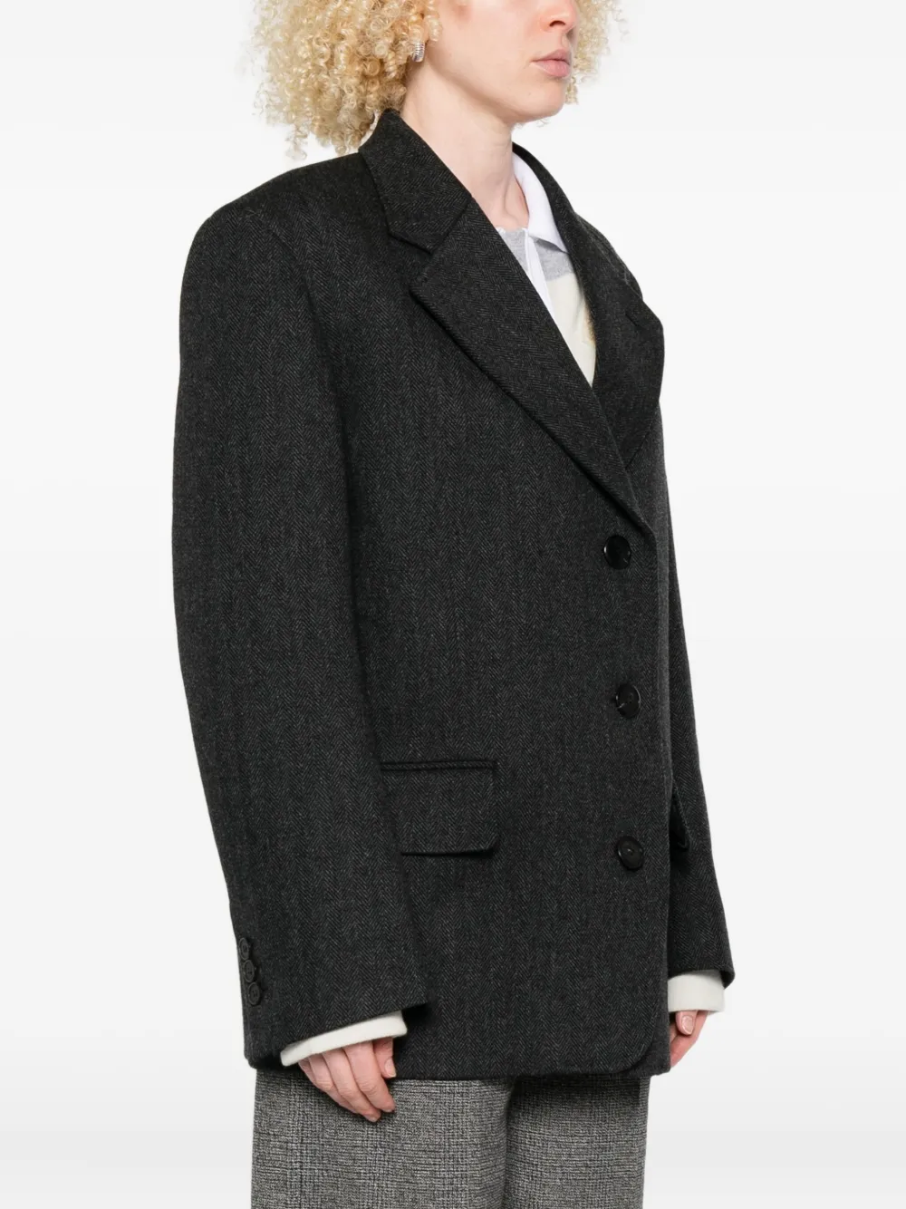 Prada Blazer met enkele rij knopen Grijs