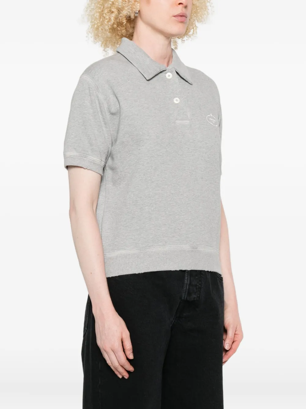 Prada logo-print polo top Grijs