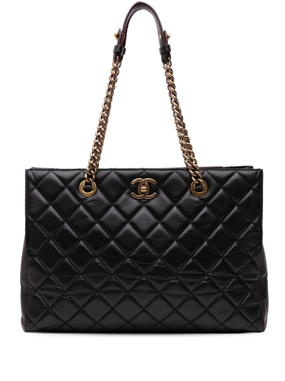 CHANEL Pre-Owned 2012 CC Quilted Lambskin Turnlock tote bag - ブラック CHANEL Pre-Owned 2012 CC Quilted Lambskin Turnlock tote bag - ブラック
