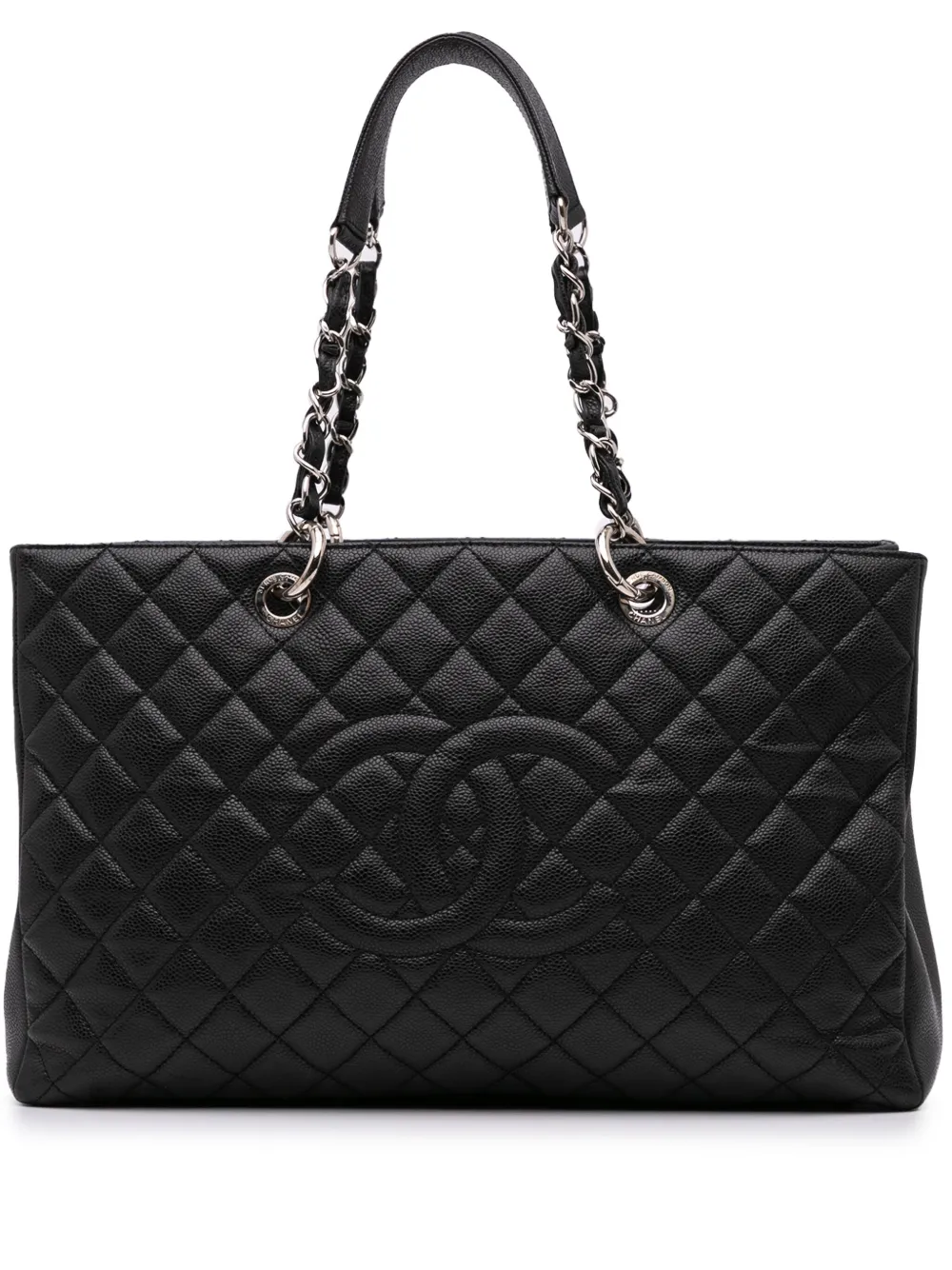 CHANEL Pre-Owned 1989-1991 キャビア グランド ショッピング ハンドバッグ XL - ブラック CHANEL Pre-Owned 1989-1991 キャビア グランド ショッピング ハンドバッグ XL - ブラック