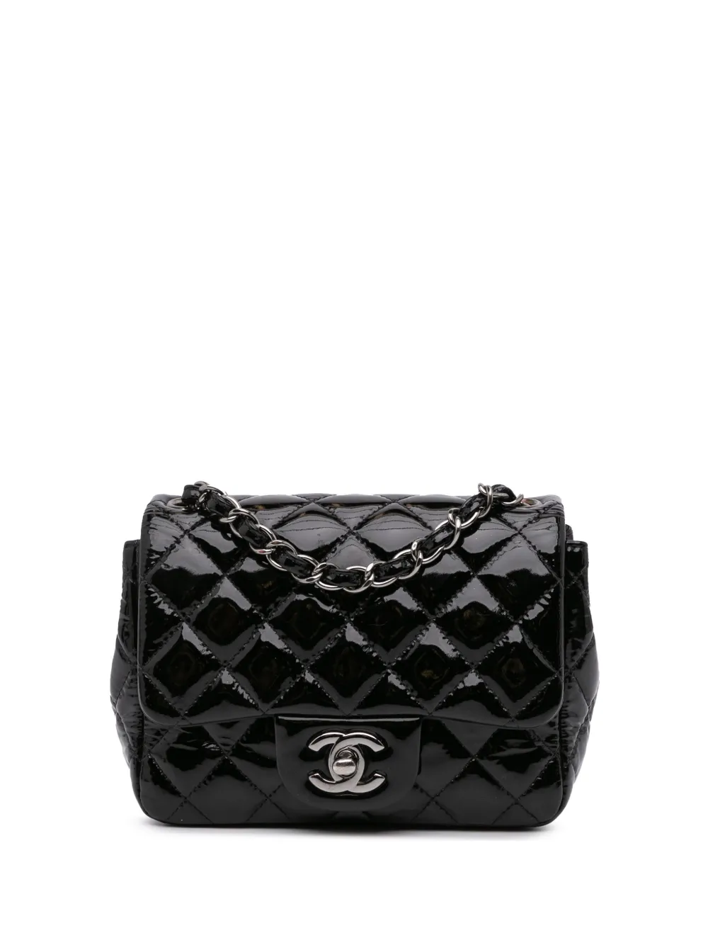 CHANEL Pre-Owned 2014 Mini Square Classic Patent Single Flap crossbody bag | Black | Image 1