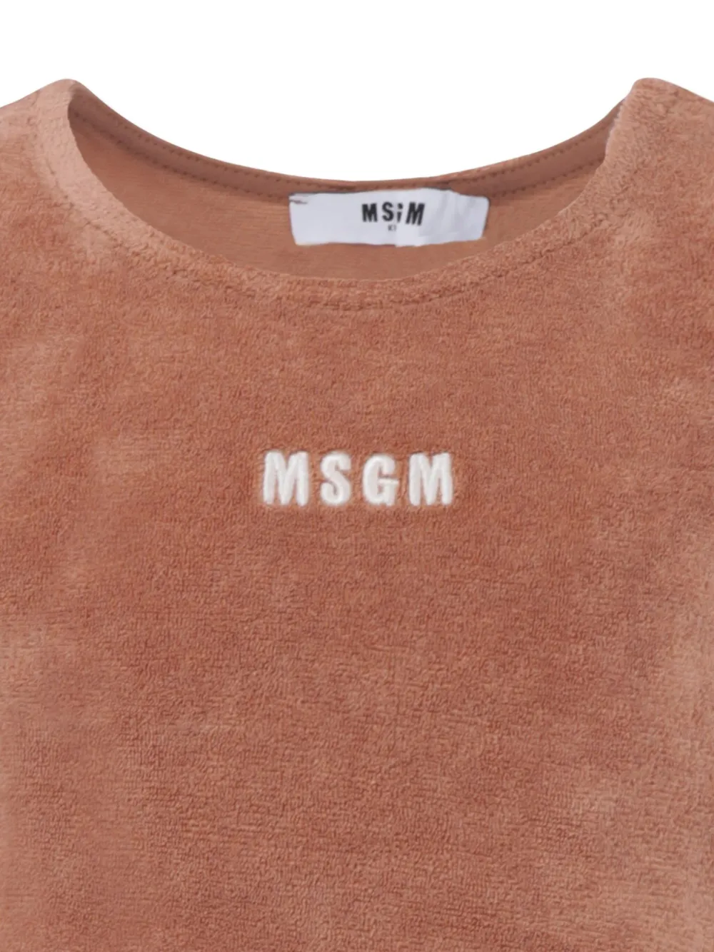 MSGM Kids Mouwloze cropped top van badstof Bruin