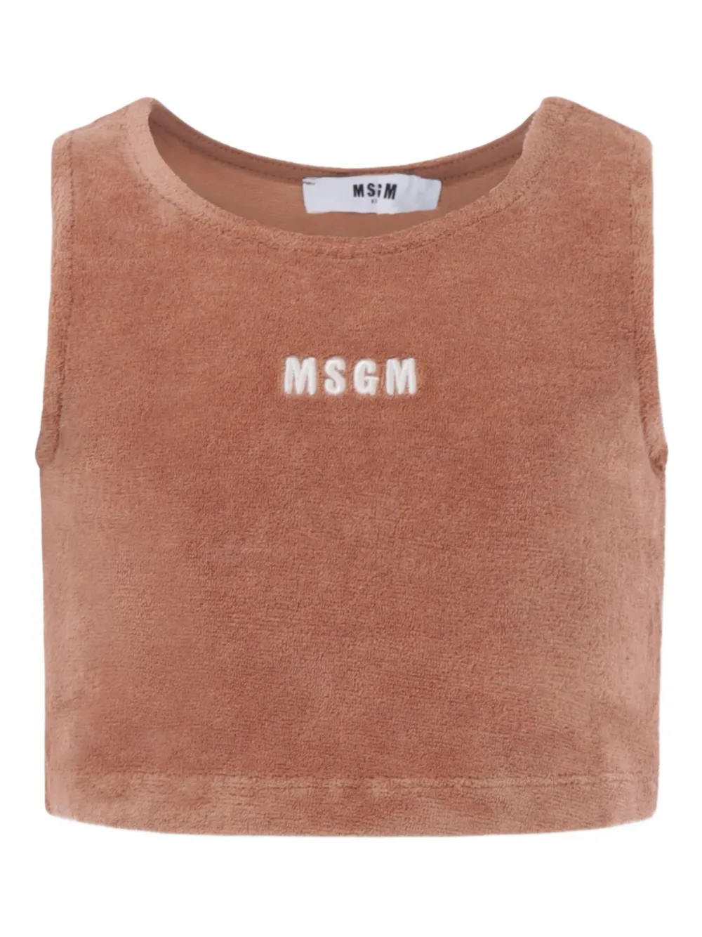MSGM Kids top corto de tejido de rizo | marrón | Image 1