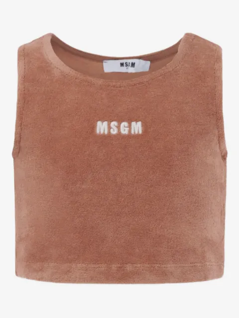 MSGM Kids terry-cloth sleeveless crop top