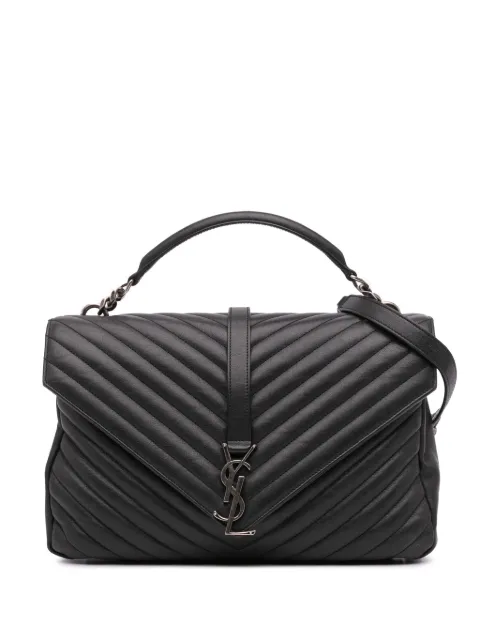 Saint Laurent Pre-Owned bolsa satchel Large Sheepskin Chevron Monogram College 2015