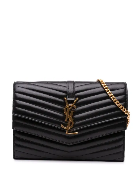 Saint Laurent Pre-Owned bolsa crossbody MonLambskin Chevron Monogram Sulpice Chain Wallet 2018